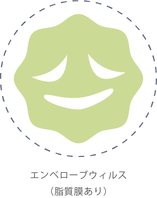 エンベロープウィルス（脂質膜あり）